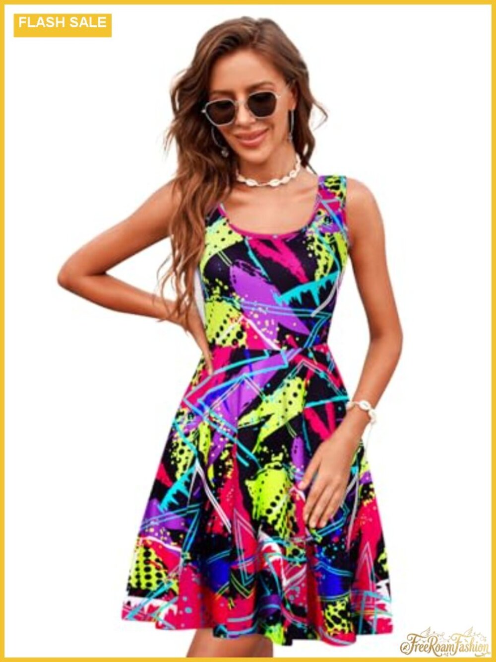 Women's Sleeveless A-Line Midi Dress Graphic Print Casual Summer